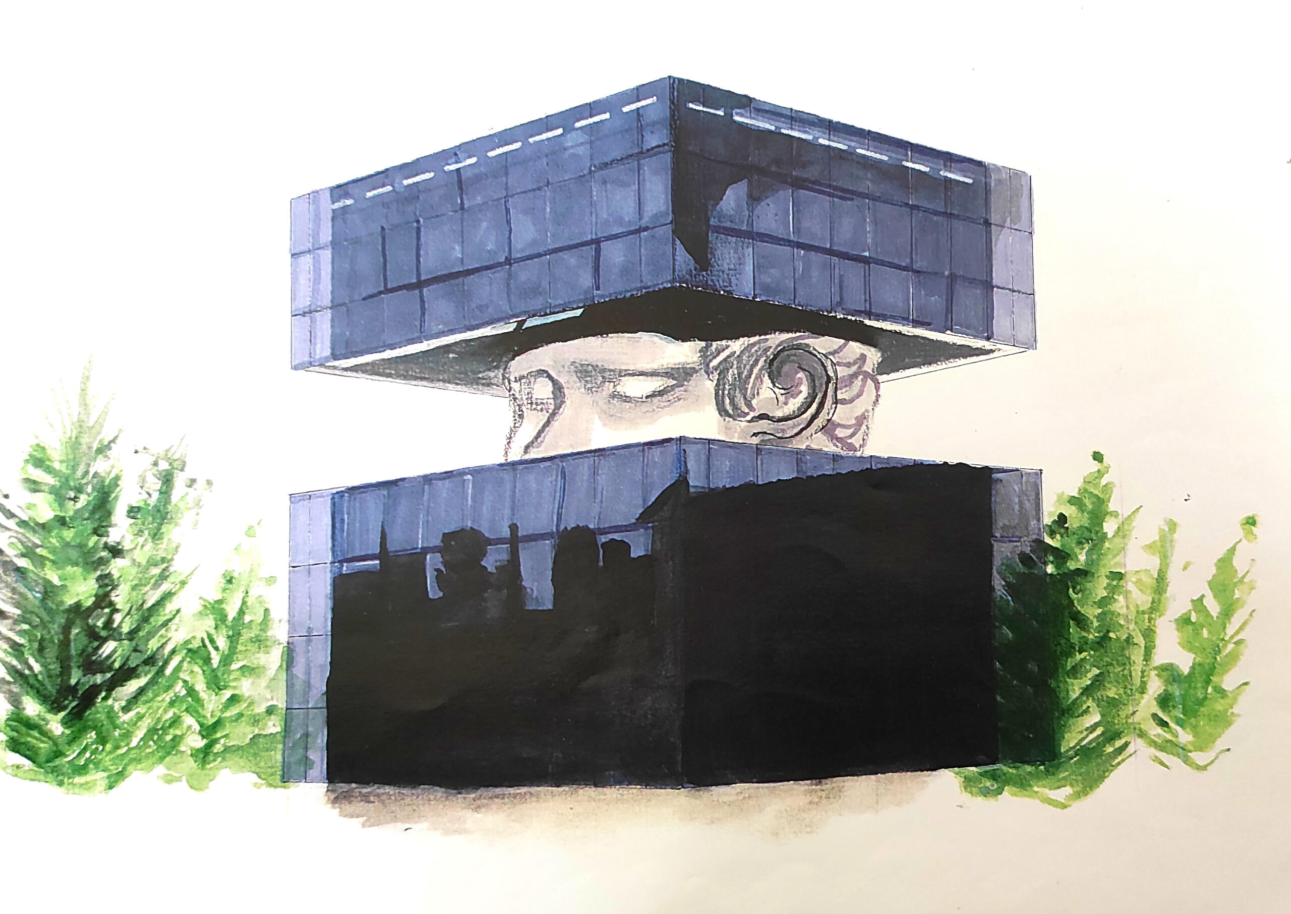 Bâtiment archive : aquarelle